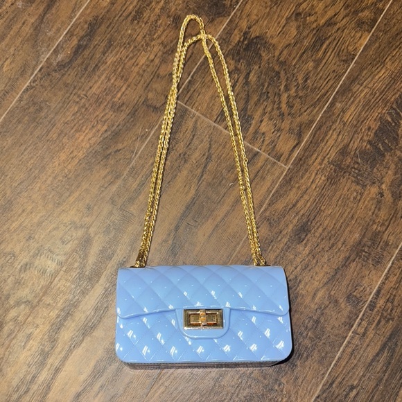 Fashion Nova Handbags - Elegant Blue Quilted Jelly Chain Bag